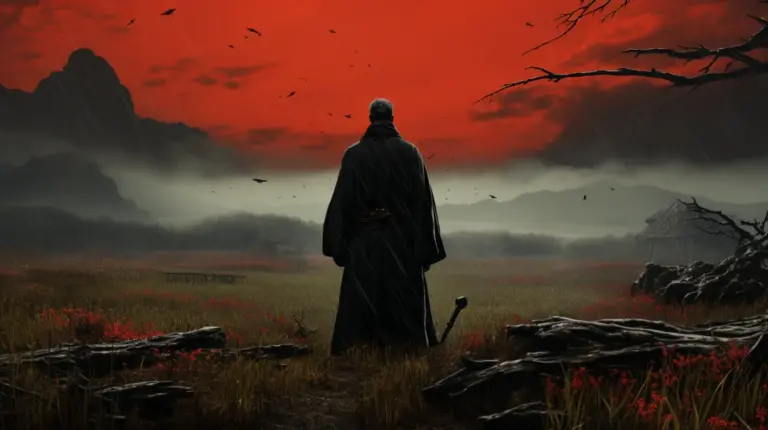 Crepúsculo del Samurai: Soledad y Reflexión ante la Tormenta