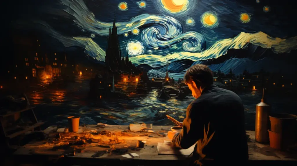 Inspiración Nocturna: Artista y su Visión de una Noche Estrellada