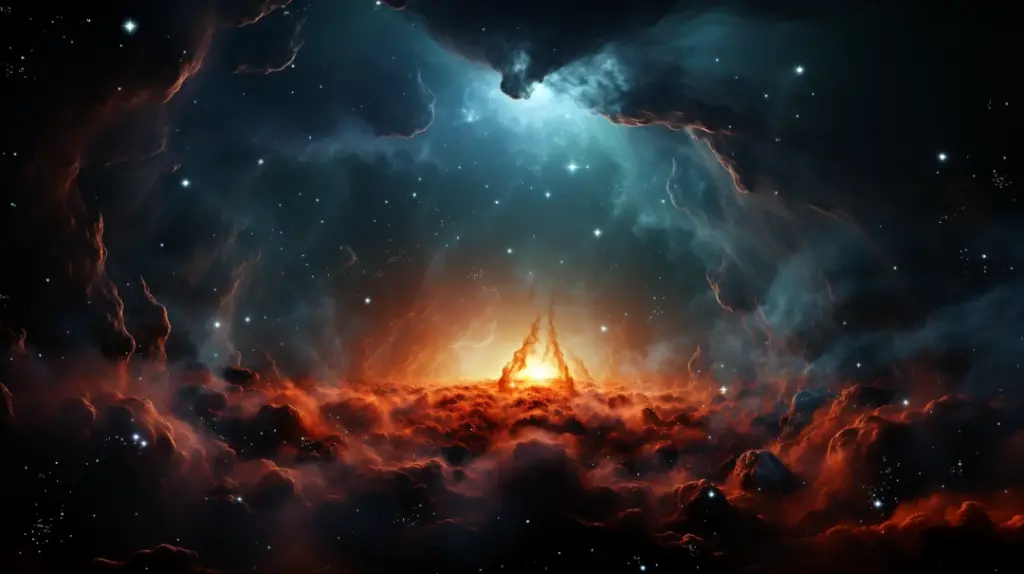 Corazón de Fuego Cósmico: Un Ascenso Nebular Deslumbrante
